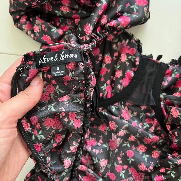 For Love and Lemons for Victoria’s Secret Melrose floral Dress Black Small - Picture 5 of 5